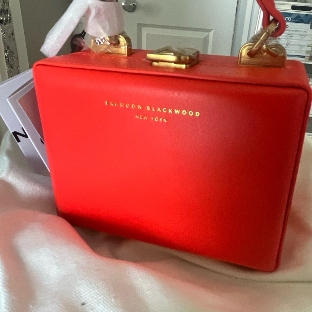 Brandon Blackwood Burnt Orange Kendrick Trunk Bag with Gold Accents